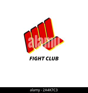 Fight club icon, red first isolated on white background, karate icon, kick boxing logo. Vector concept Stock Vector