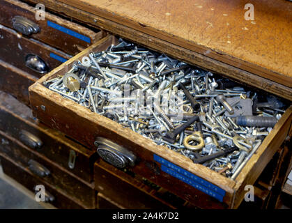 Nails in a chest of drawers - drawer Stock Photo