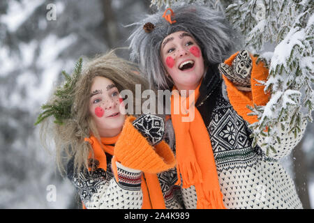 Girls In Costume Cheering At World Cup Skiing, Norway Stock Photo