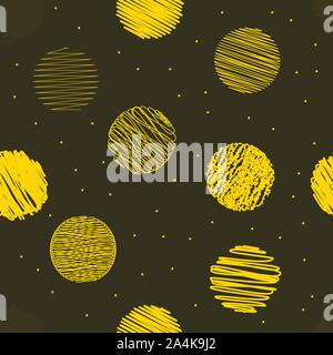Seamless pattern with textured grunge circles, pattern for fabric, paper wrapping with rounds, print. Vector illustration Stock Vector