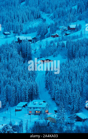 Cabins in Valdres Stock Photo