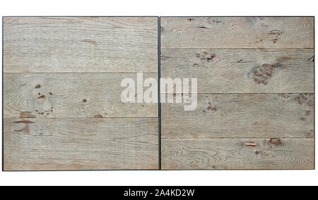 Two rustic wooden table side by side view from above. isolated with Clipping path Stock Photo