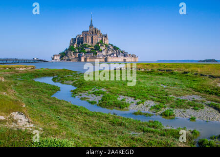 Mont Saint-Michel Bay on a Sunny Summer Day in Normandy France Stock Photo