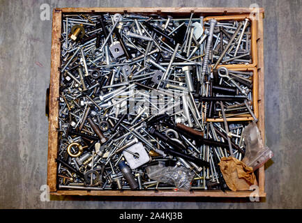 Nails, etc in a drawer Stock Photo