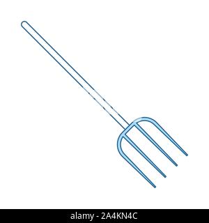 Pitchfork Icon. Thin Line With Blue Fill Design. Vector Illustration. Stock Vector