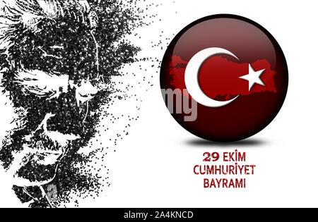 beautiful graphic design from the 5th day of the Turkish Republic and Ataturk Stock Photo