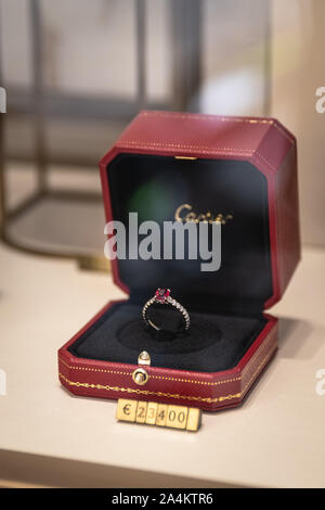 Elegant window of the Cartier store in 