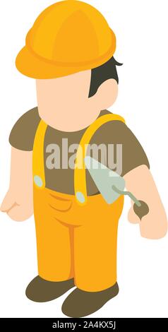 Bricklayer icon, isometric style Stock Vector