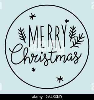 Thin line Merry Christmas lettering. Vector template for New Year greeting card, banner, web page and mobile app. Stock Vector