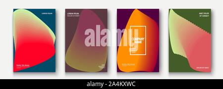 Trendy cool minimalist abstract modern covers design vector. Dynamic colorful halftone gradient. Futuristic geometric patterns shapes phormes lines ba Stock Vector