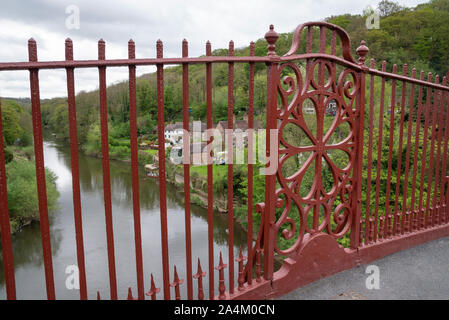 Newly painted Iron Bridge, a historic feature over the river Severn in the Ironbridge Gorge, Telford, Shropshire, England. Stock Photo