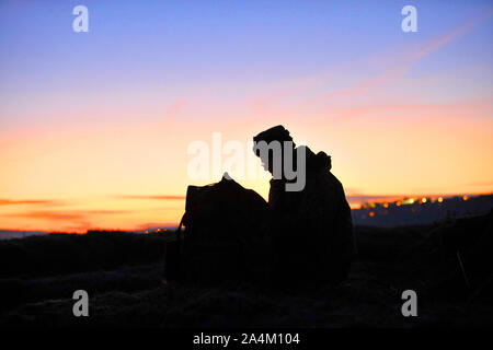 hunter wildfowling at dawn Stock Photo