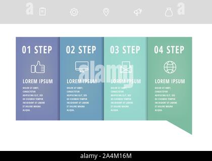 Vector infographic flat template arrows for four diagrams, graph, presentation. Business concept with 4 label. For content, flowchart, step for step Stock Vector