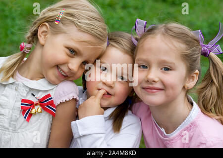 Little girls celebrating 17th of May in Norway Stock Photo