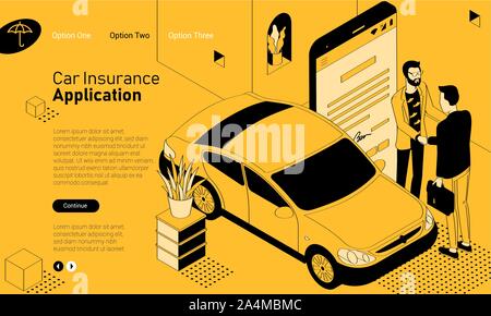 Passenger car insurance isometric concept Stock Vector