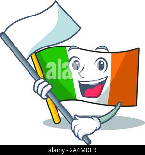 With flag flag ireland mascot the character shape Stock Vector