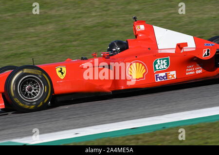 MUGELLO, IT, October 2017: Ferrari F1 2001 ex Michael Schumacher in action at Mugello Circuit in italy during Finali Mondiali Ferrari 2017. Italy Stock Photo