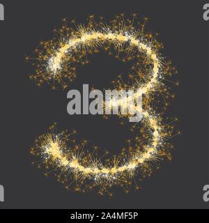 glittering sparks numbers Stock Vector