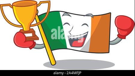 Boxing winner flag ireland mascot the character shape Stock Vector