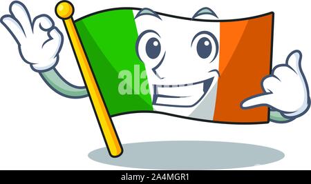 Call me flag ireland mascot the character shape Stock Vector