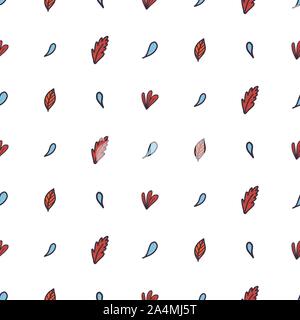 Seamless pattern with water drop and leaf for print design. Vector floral background. Leaves texture. Stock Vector