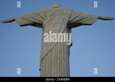 Rio de Janeiro, Brazil - March 28, 2016: Statue of Christ the Redeemer in Rio de Janeiro - rear view