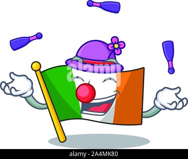 Juggling flag ireland mascot the character shape Stock Vector
