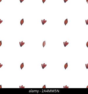 Orange leaf autumn seamless pattern on white background for fabric, wrapping paper. Vintage vector botanical illustration. Stock Vector