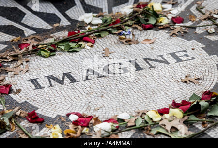 Strawberry Fields, John Lennon memorial mosaic in New York City. Stock Photo