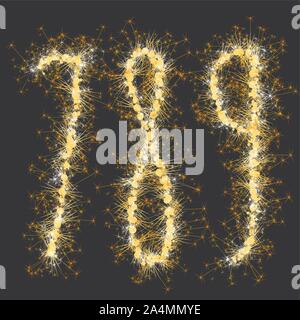 glittering sparks numbers Stock Vector