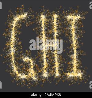 golden glittering sparks leters set Stock Vector