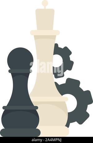 Chess logic gear icon. Flat illustration of chess logic gear vector icon for web design Stock Vector
