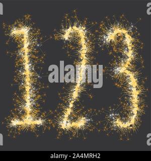 glittering sparks numbers Stock Vector