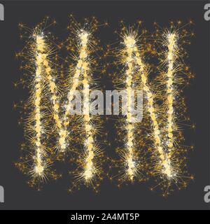 golden glittering sparks leters set Stock Vector