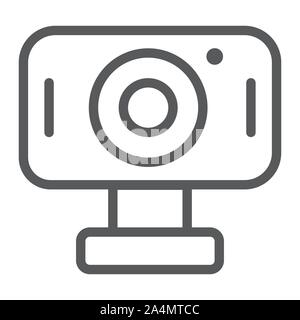 Webcam line icon, cam and device, computer camera sign, vector graphics, a linear pattern on a white background. Stock Vector