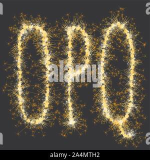 golden glittering sparks leters set Stock Vector