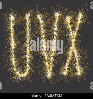 golden glittering sparks leters set Stock Vector