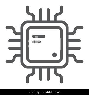 Cpu line icon, technology and device, chip sign, vector graphics, a linear pattern on a white background. Stock Vector
