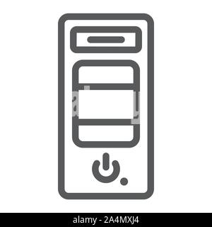 System unit line icon, hardware and device, case for the computer sign, vector graphics, a linear pattern on a white background. Stock Vector