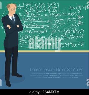 Math professor at the blackboard. Stock Vector