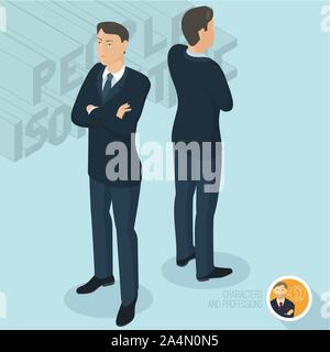 Young man phoning. Front and back view. Stock Vector