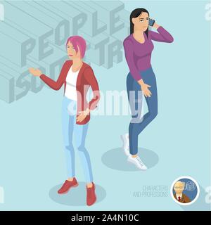 Two casual style ladies wearing jeans. Stock Vector