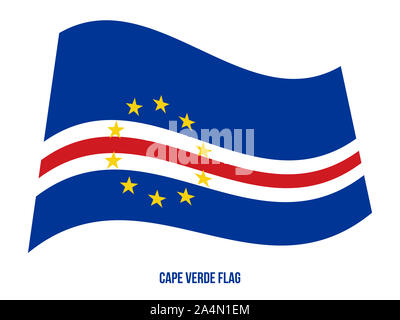 Cape Verde Flag Waving Vector Illustration on White Background. Cape Verde National Flag. Stock Photo