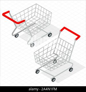 Isometric shopping cart Stock Vector