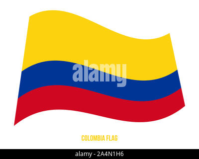 Colombia Flag Waving Vector Illustration on White Background. Colombia National Flag. Stock Photo