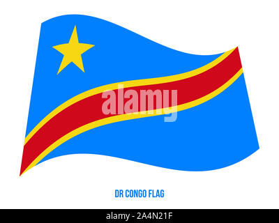 Democratic Congo Flag Waving Vector Illustration on White Background. Democratic Congo National Flag. Stock Photo