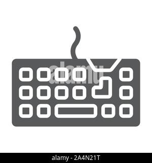 Keyboard glyph icon, technology and device, keypad sign, vector graphics, a solid pattern on a white background. Stock Vector