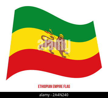 Ethiopian Empire (1270-1974) Flag Waving Vector Illustration on White Background. Abyssinia Flag. Geographical area in the current states of Eritrea a Stock Photo