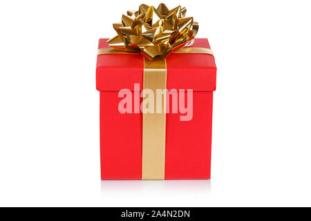 Christmas present birthday gift red box ribbon isolated on a white background Stock Photo