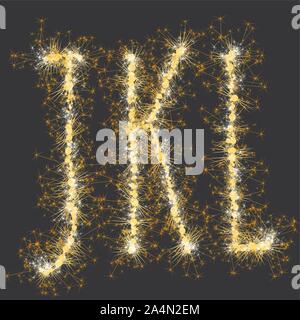 golden glittering sparks leters set Stock Vector